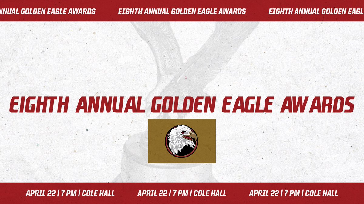 Just two hours away from the Eighth Annual Golden Eagle Awards!

Join us in the President's Suite at 6 pm for a reception and photo ops before the main event starts at 7 pm in Cole Hall. #BleedCrimson #GoForGold

Can't make it? Tune in here team1sports.com/Bridgewater/