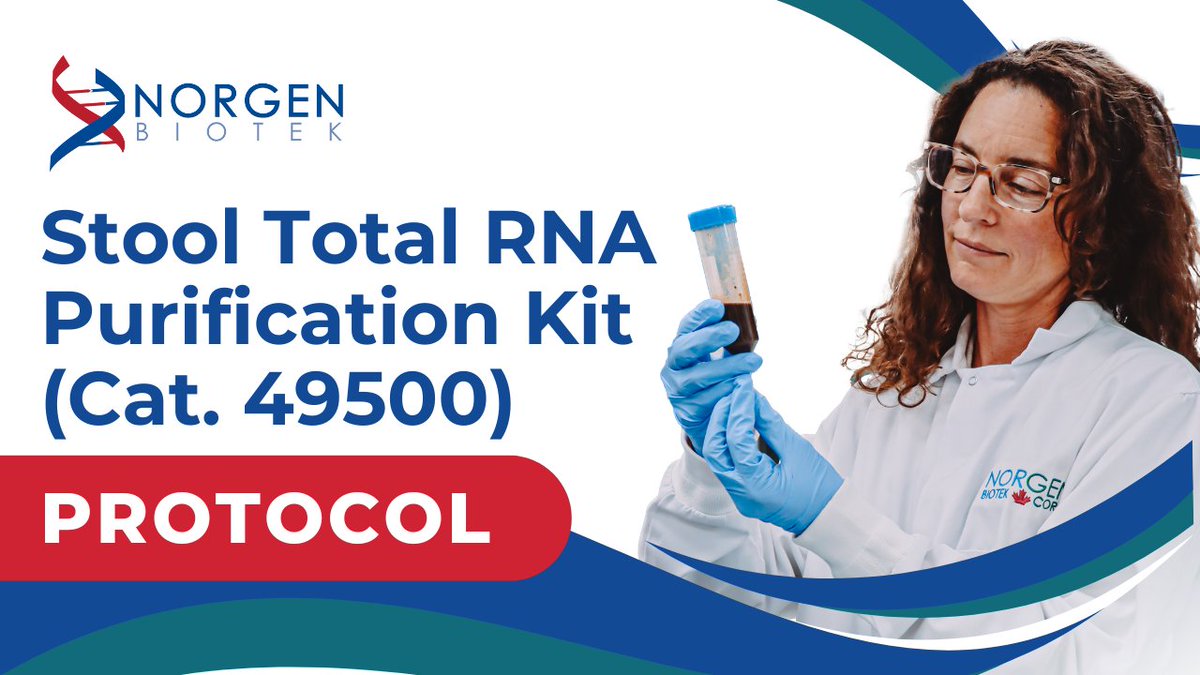 NorgenBiotek's tweet image. Our new video walks you through the simple and efficient protocol for Norgen’s Stool Total RNA Purification Kit (Cat. 49500)! 🧪

Watch the full video here youtube.com/watch?v=eNPEFB…

The kit norgenbiotek.com/product/stool-…

Access offers here norgenbiotek.com/stool-processi…

#RNA #Stool #Protocol