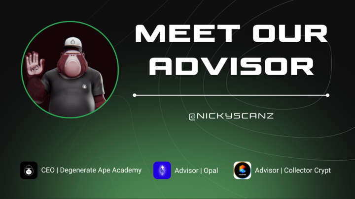GolfNApp's tweet photo. Advisor Spotlight 6/12 – @NickyScanz 

Nicky is the CEO of @DegenApeAcademy. He plans to utilize his connections and skills within the Solana ecosystem to support GolfN. This will involve acquisition, NFT support, partnerships, and advising on running a Solana-based NFT company. https://t.co/JxqewK5qTn