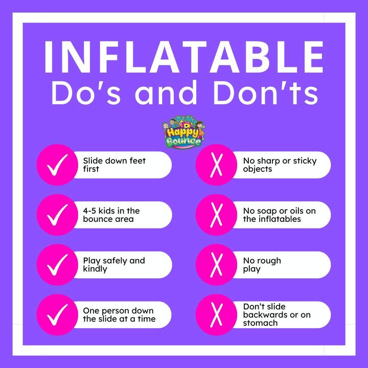 Maximize the fun and minimize the mishaps with our top do's and don'ts of inflatable rentals! 🎈✨ Remember, safety first, fun always! 🚫🤕 #InflatableRentals #SafetyTips #FunTimesAhead 🎉 dlvr.it/T5scGN