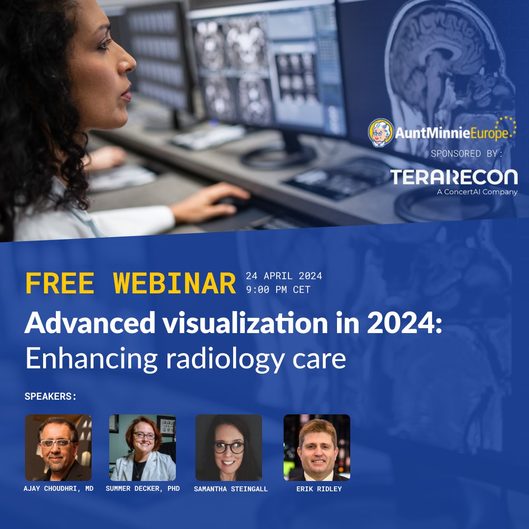 How are advanced visualization techniques improving the practice of radiology today and enhancing patient care? A panel of experts will discuss these and other advanced visualization topics in this FREE WEBINAR sponsored by @TeraRecon. Register Here: hubs.la/Q02tHNJq0