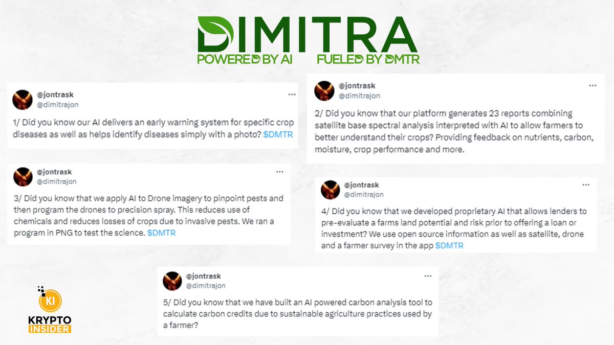 If you hold 
$rndr $theta $agix $man $glq $tao $fet

You should consider expanding your portfolio with $DMTR
@dimitratech 

#ai + #agtech +#farming + #rwa
💎🦄🥑🐂