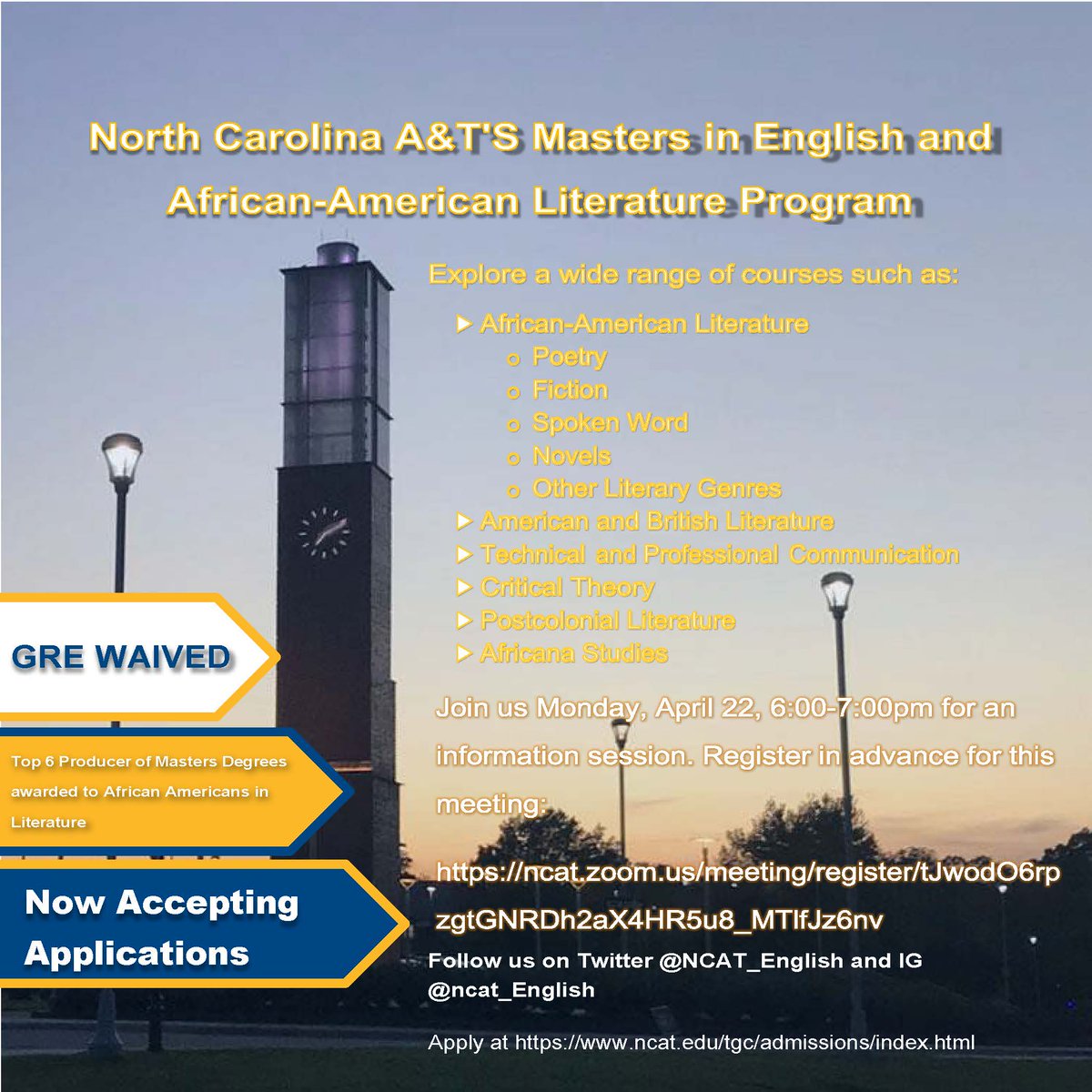 There's still time to attend! Register today! Register in advance for this meeting:
ncat.zoom.us/meeting/regist…

After registering, you will receive a confirmation email. @CAU @NCCU #ncat24 #ncat25 #ncat23 @NCATalumni @GCSchoolsNC @uncfsu @asurams @MorganStateU @CoppinStateUniv