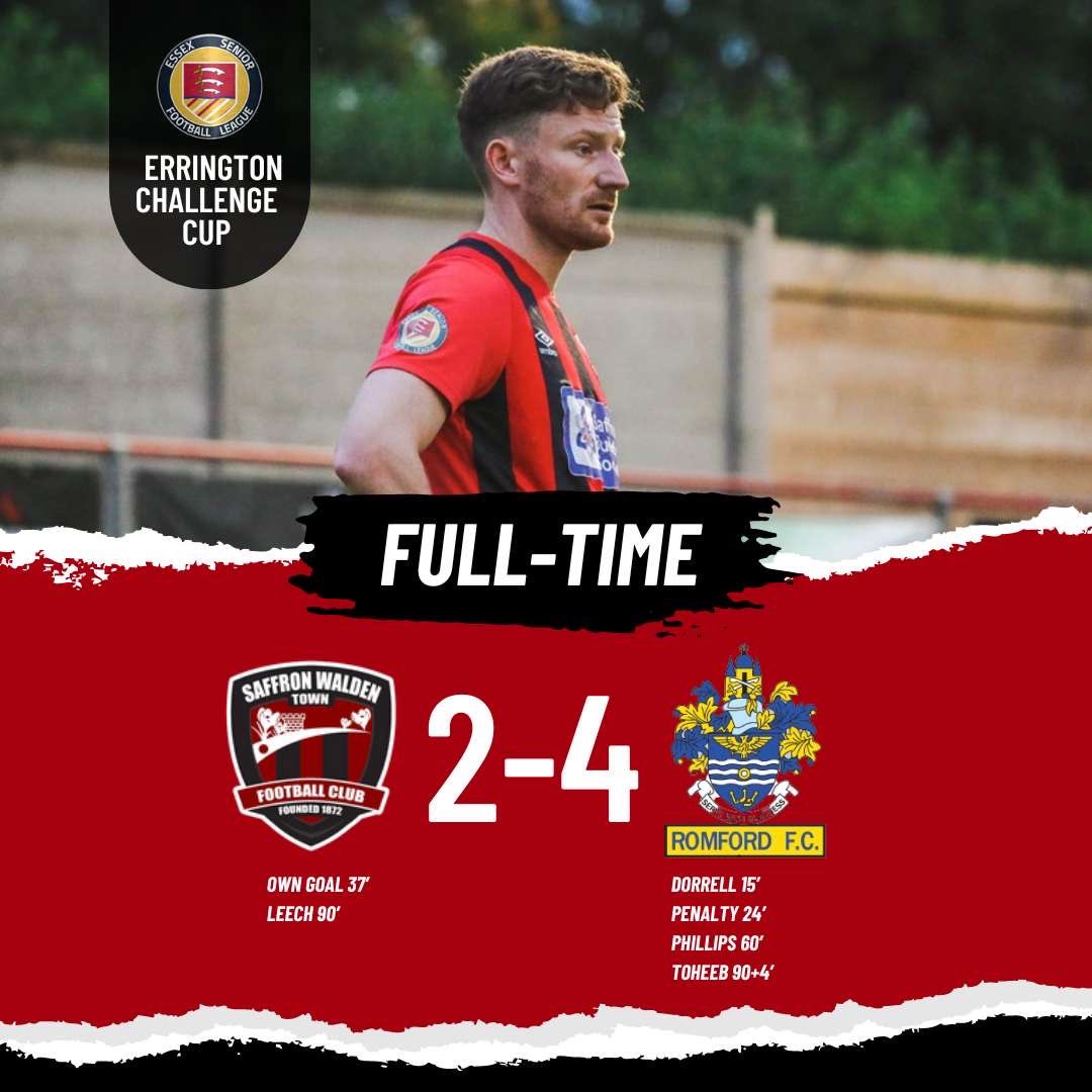 FULL TIME: SWTFC 2-4 Romford

Just came up short tonight, can’t fault the effort. We’re still in another cup and season finishes Saturday at Takeley so see you all there 🫡

#upthebloods