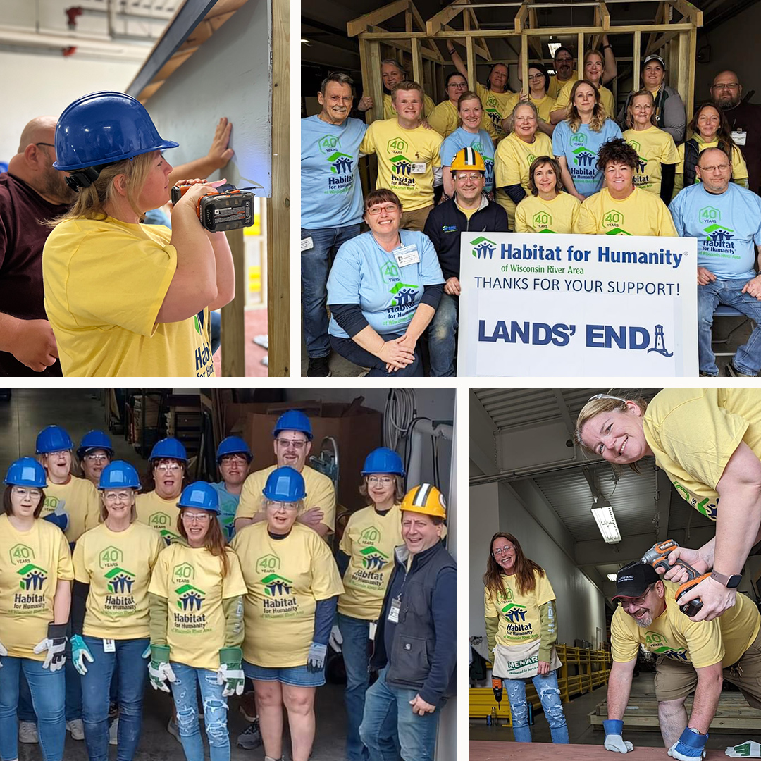 Happy National Volunteer Week! Recently, Here at Lands’ End, 20 employees recently partnered with Habitat for Humanity to build a clubhouse for a family in the local community. Outfit your team for volunteer projects with apparel and logo gear spr.ly/6015b53Oc