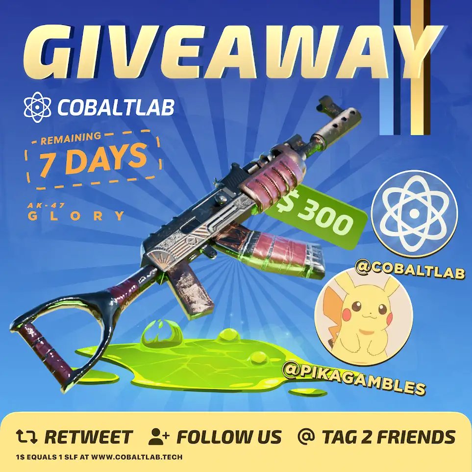 🚨 $300 GLORY AK-47 Giveaway 🚨 TO ENTER: ➡️ Follow @PikaGambles & @Cobaltlabrust ➡️ Like & RT ➡️ Tag 2 Friends Winners Rolled in 7 Days ⏰ #RustGiveaways #RustGiveaway #Rust