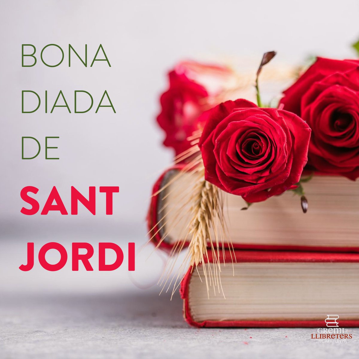 El Gremi de Llibreters de Catalunya us desitja una molt bona Diada de #SantJordi2024! 📚🌹 Ompliu els carrers, ompliu les llibreries! ❤️ #Llibreries #Catalunya