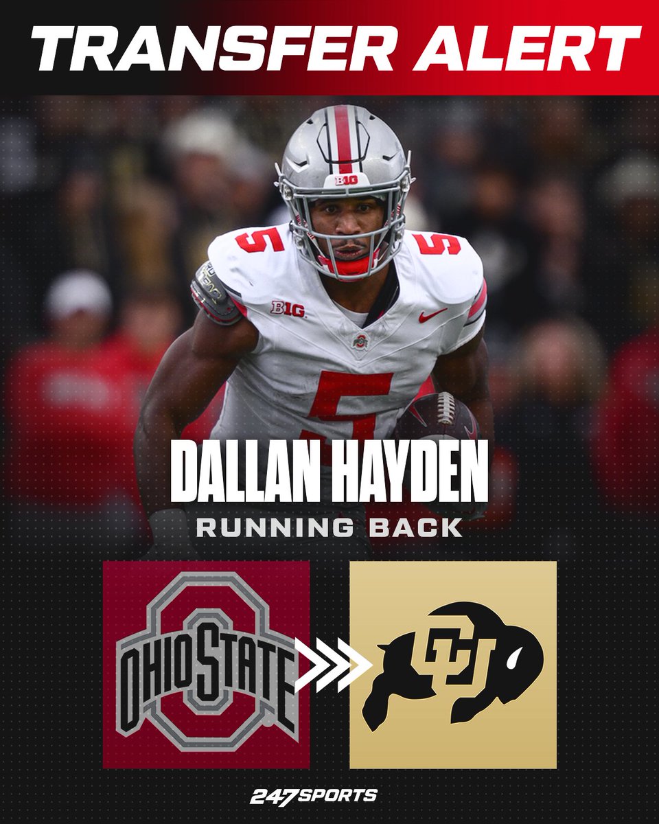 BREAKING: Former Ohio State running back Dallan Hayden has committed to Coach Prime and Colorado. 🦬🦬 Hayden -- a former 4⭐️ recruit -- tallied 663 yards and 6 TDs in two seasons with the Buckeyes. 247sports.com/player/dallan-…
