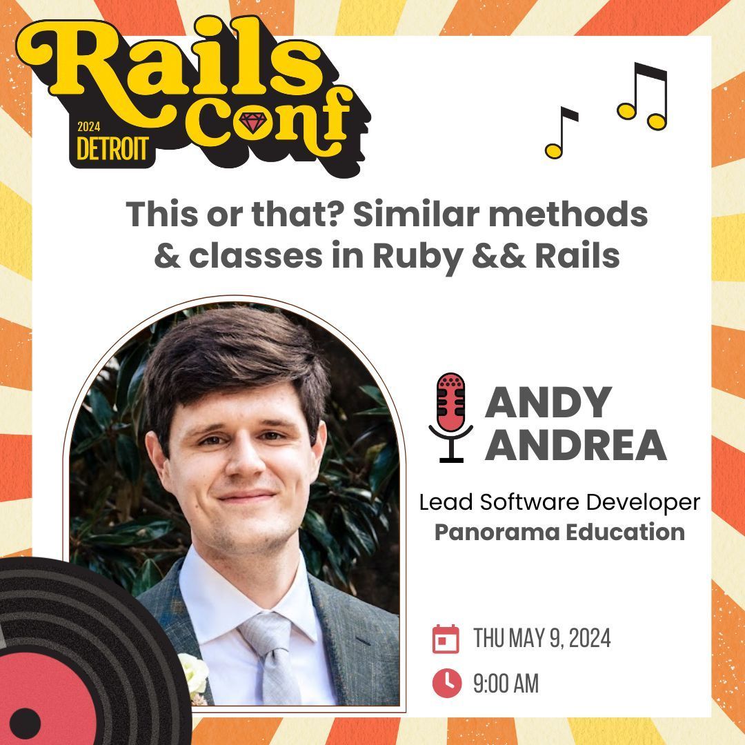 Meet #speaker Andy Andrea, Lead Software Developer at Panorama Education. 👨🏻‍💻✨ Andy Andrea has a decade of experience working as a Ruby dev. He has a strong passion for code maintainability, knowledge sharing, documentation and mentorship. Learn more: buff.ly/3W3S0BH