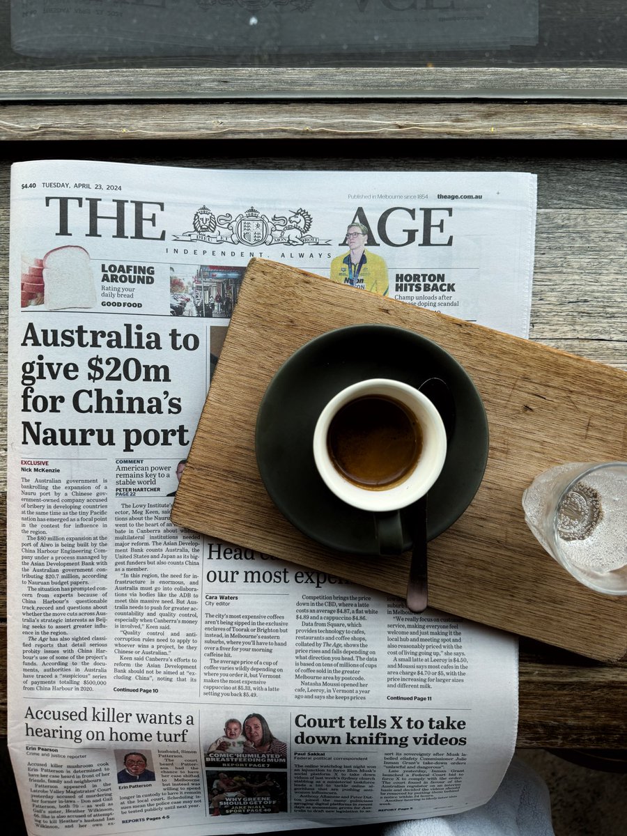 Enjoying a physical copy of newspaper in a local cafe becoming a prestige &amp; luxury daily routine. <a href="/Jacquifelgate/">Jacqueline Felgate</a> <a href="/3AW693/">3AW Melbourne</a> #MelbourneCafe