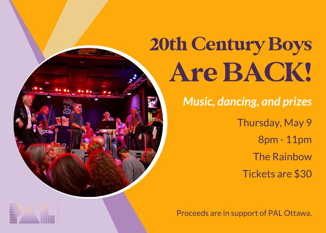 We are thrilled to have continued support by such talented local musicians, the 20th Century Boys!

Get your tickets for the May 9th fun-draising concert now: therainbow.ca/event/5470929/…