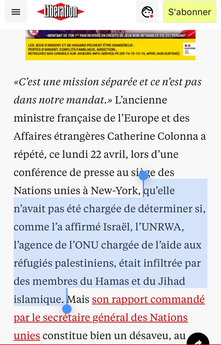 M @CaronAymericoff Il se trouve que l’article le dit : madame colona n’avait pas été chargée de déterminer si l’UNRWA était infiltrée par des membres du Hamas et du Jihad islamique. Si elle n’était pas chargée de cette mission, comment voulez vous qu’Israël lui fournisse la