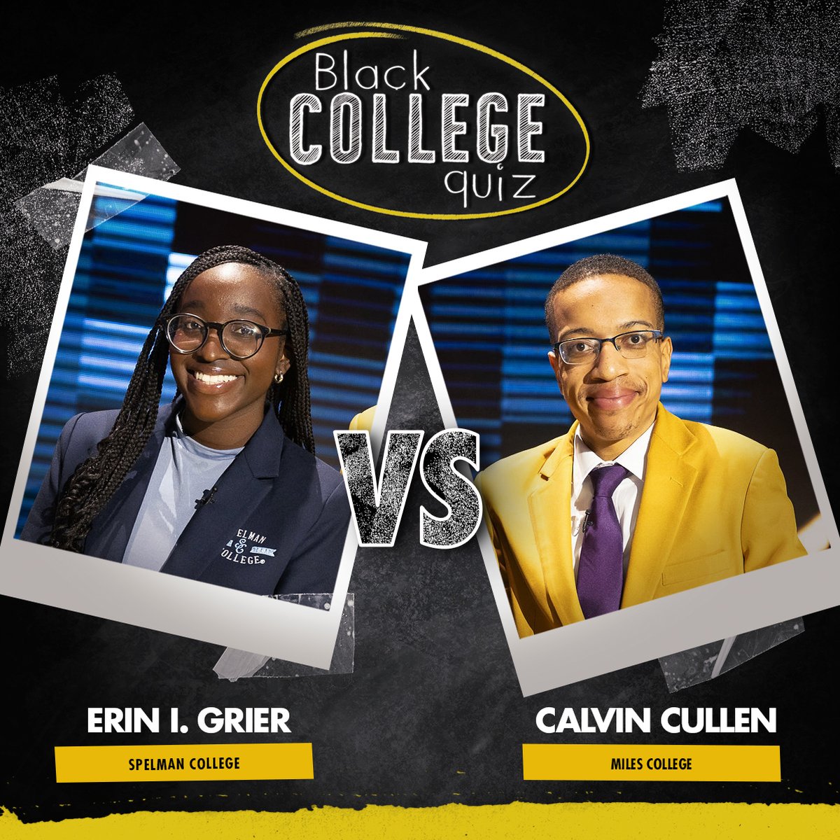 Witness the ultimate showdown as two brilliant students go head-2-head on the @blkcollegequiz! @SpelmanCollege vs. @MilesCollege. Who will emerge victorious? Find airing info at blackcollegequiz.com #BlackCollegeQuiz #GameOn #hbcu #hbcupride #bcq #spelmancollege #milescollege