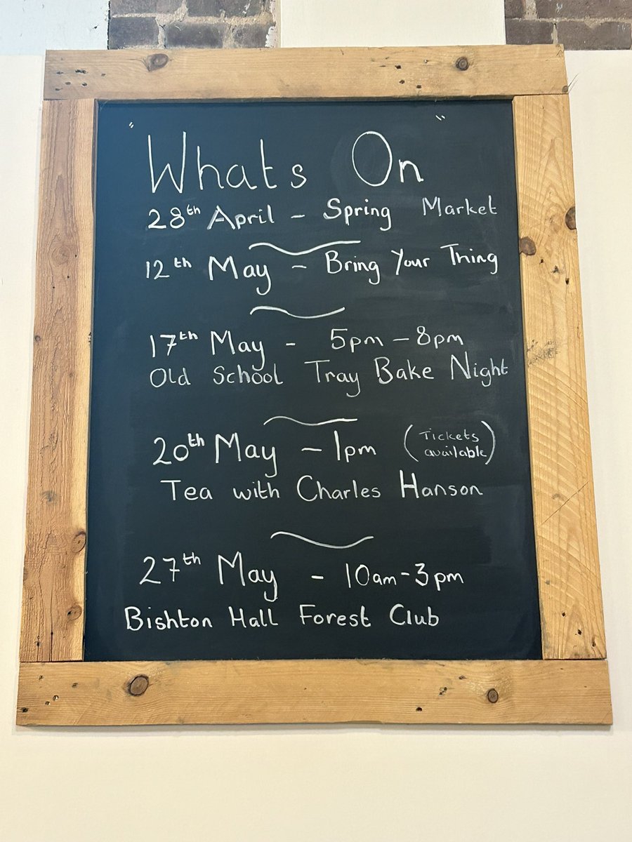 Our “Whats On” board has had a refresh 📝 @HansonsAuctions @BishtonHall #sparrowstearoom #hansonsbishton #bishtonhallandgardens #whatson