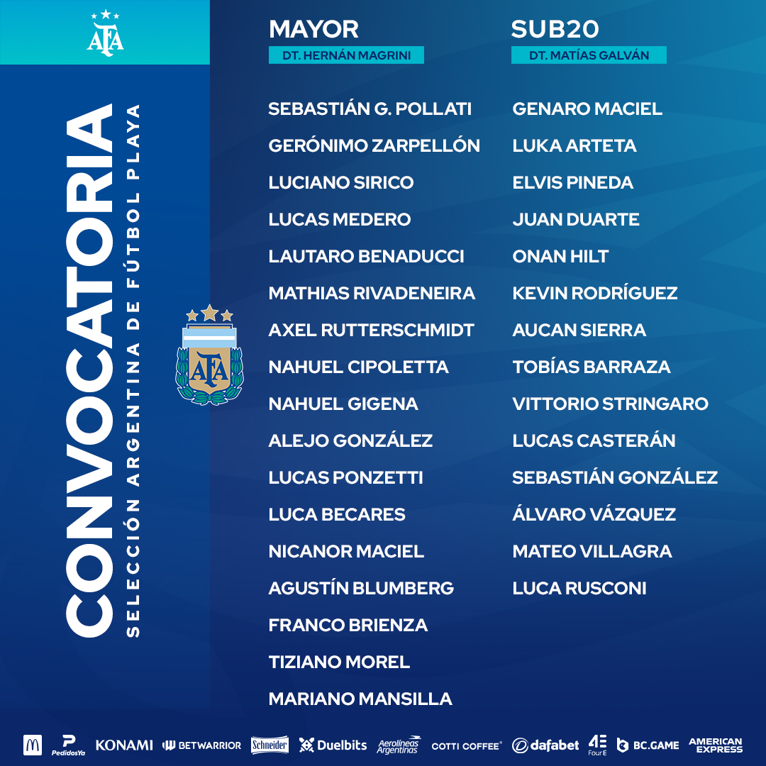 #FútbolPlaya Nueva convocatoria para las preselecciones #Mayor y #Sub20, que se preparan para disputar la #LigaEvolución 🌎

📝 shorturl.at/bnFX8
