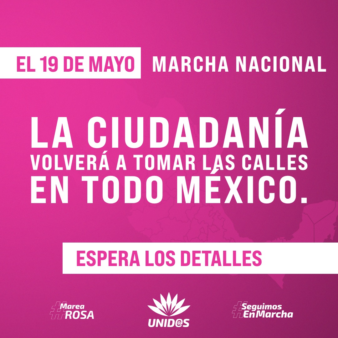 🇲🇽 Este 19 de mayo, nos vemos en el #Zócalo para defender la República. Estamos decidiendo el futuro de México 🗳️: dos caminos nos esperan: ✅ DEMOCRACIA ✅ ESTADO DE DERECHO ✅ VERDAD ✅ UNIDAD VS. ❌ Autoritarismo ❌ Narcoestado ❌ Mentiras ❌ Polarización #MareaRosaMayo19