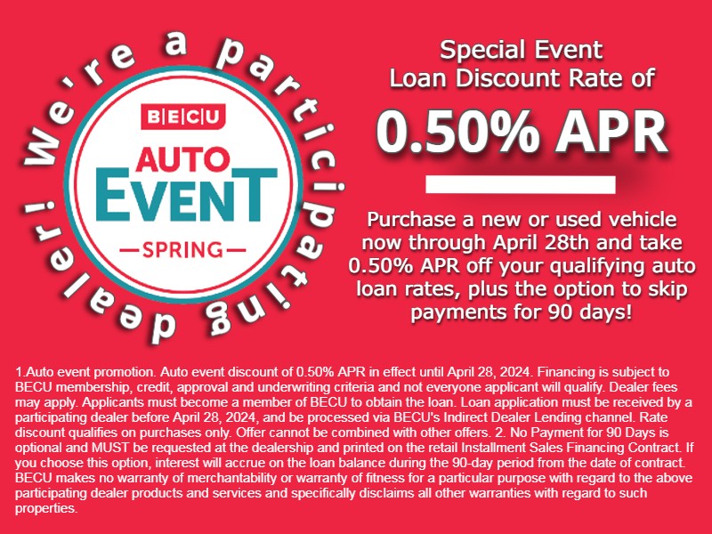 Honda of Bellingham is excited to participate in BECU's Spring Auto Event! It's a great time to save money on a new ride. Qualified buyers can save 0.50% APR on financing until April 28th. Want to hear more? Give us a call at 360-676-2277 today! #BECU #springautoevent