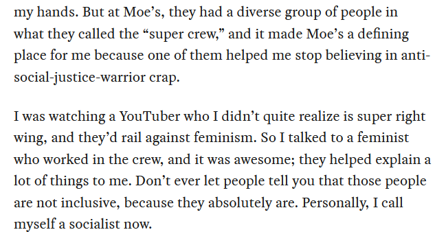 should not escape notice what this UAW activist cites as the beginning of his politicization