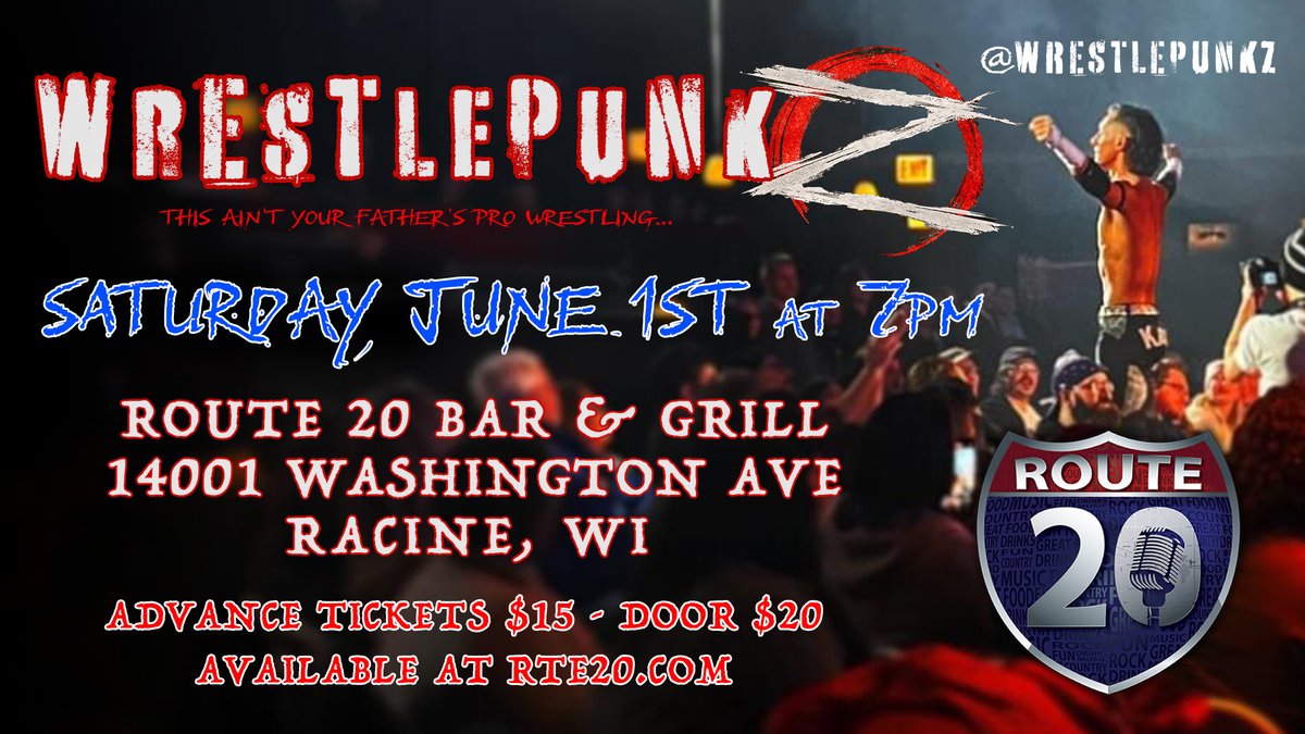 #WRESTLEPUNKZ makes our debut LIVE on Saturday, June 1st at 7pm at the Route 20 Bar &amp; Grill! 

More info and ticket sales info will be coming soon!

This event is presented by Sports &amp; Signings of Wisconsin and hosted by <a href="/routetwenty/">Route 20</a> 

#RacineIsPunk #AreYouPunk #prowrestling