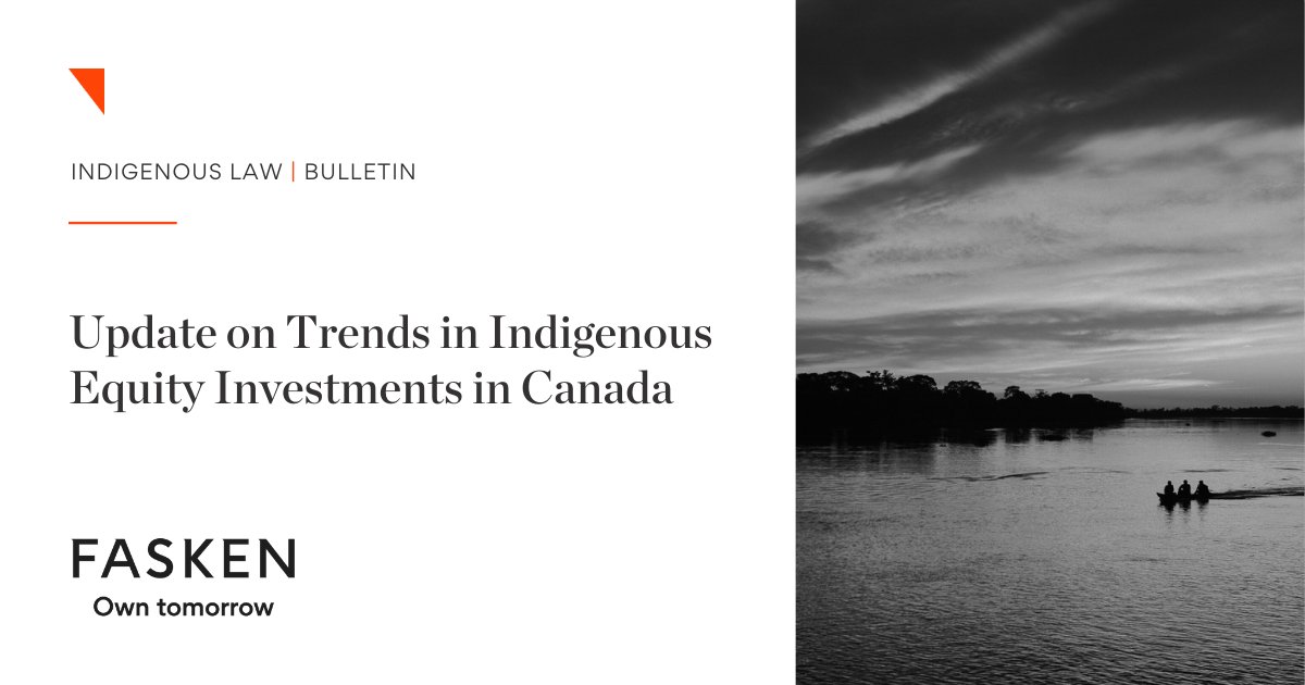 Our #Fasken lawyers Amy Carruthers and Erin McKlusky provide an update on trends they have observed in recent Indigenous equity investments over the previous two years, from 2022-2024 YTD. To learn more, read our latest #Indigenous bulletin: t.ly/PqX3z