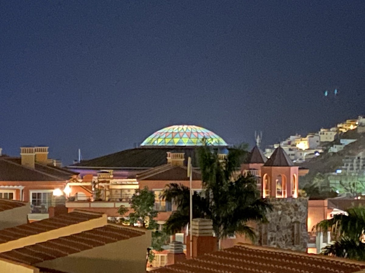 No the 👽 haven’t landed. It’s just the Atrium of the Cordial Mogán Hotel GC at night #grancanaria