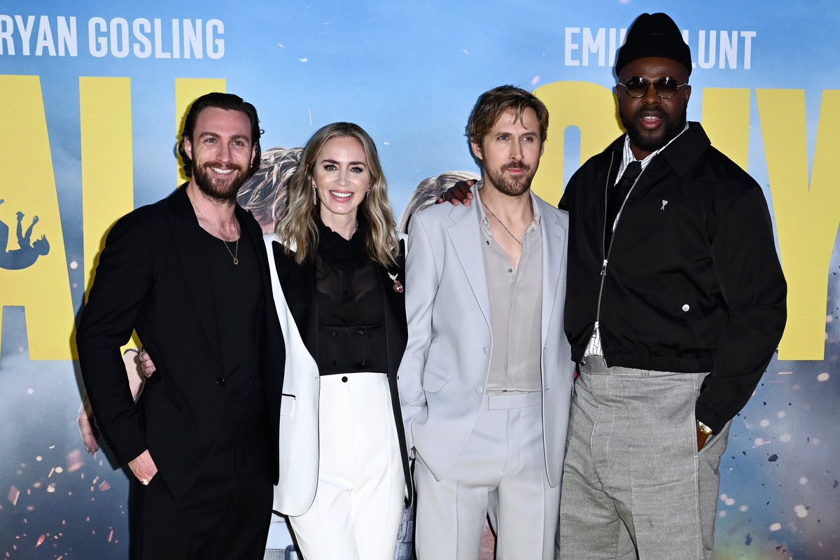 📷 Aaron Taylor-Johnson, Emily Blunt, Ryan Gosling y Winston Duke en el estreno británico de THE FALL GUY. 👇