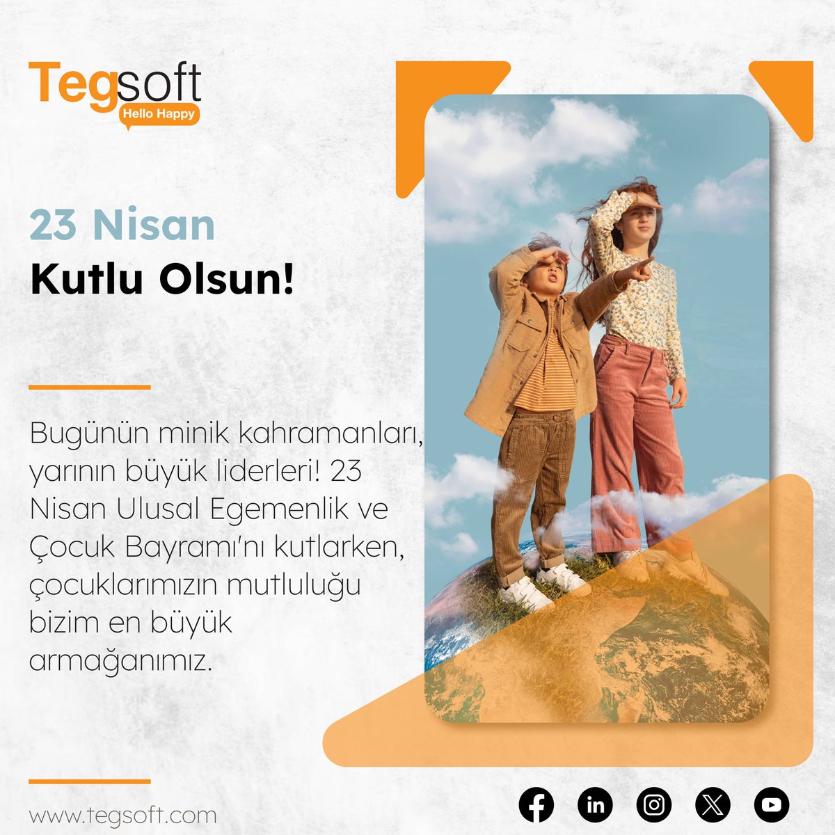 Bugünün minik kahramanları, yarının büyük liderleri! 23 Nisan Ulusal Egemenlik ve Çocuk Bayramı'nı kutlarken, çocuklarımızın mutluluğu bizim en büyük armağanımız.