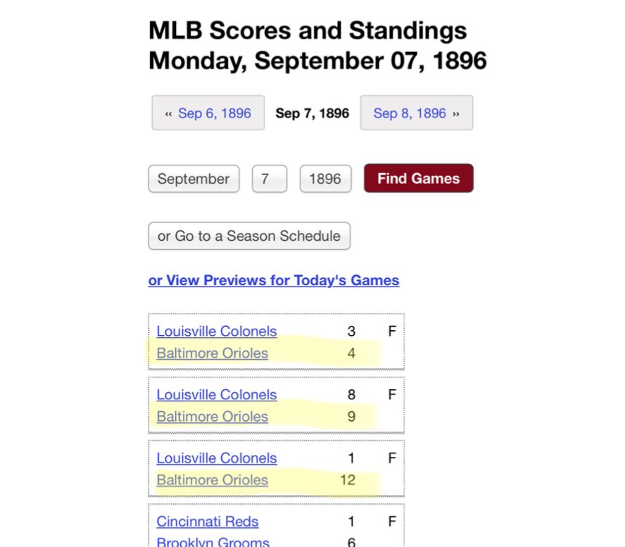 in 1896 the orioles played a triple header and won as many games in 1 day as the white sox have all of this year