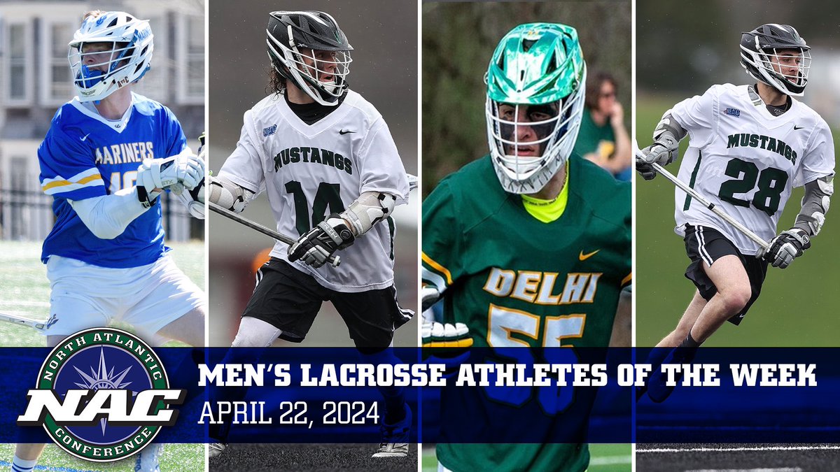 NAC Men’s Lacrosse 🥍 | Athletes of the Week – April 22, 2024 Co-Player of the Week – Jayden Wilson, Maine Maritime Co-Player of the Week – Zach Nestor, Morrisville Defensive Player of the Week – Anthony Ferrato, Delhi Rookie of the Week – Chris Stancarone, Morrisville #NACmlax