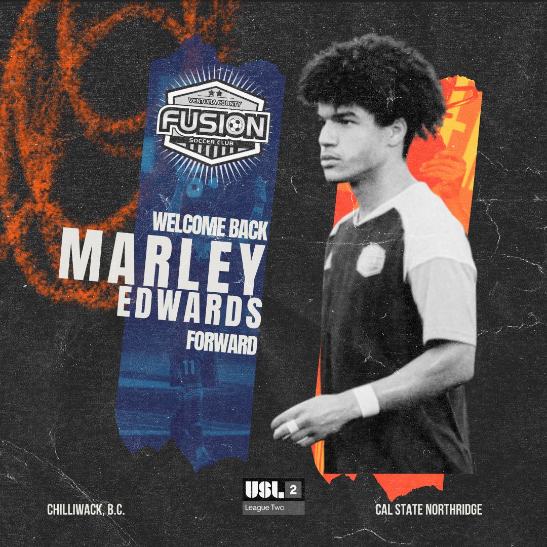 Marley is BACK! 👨‍🍳 Marley Edwards returns to Fusion! Scorer of the game winner at the 2022 USL2 National Championship is back to run it again! We are excited to welcome back Marley for the third season! 🔵🟠 #Prideofthe805 #VamosFusion