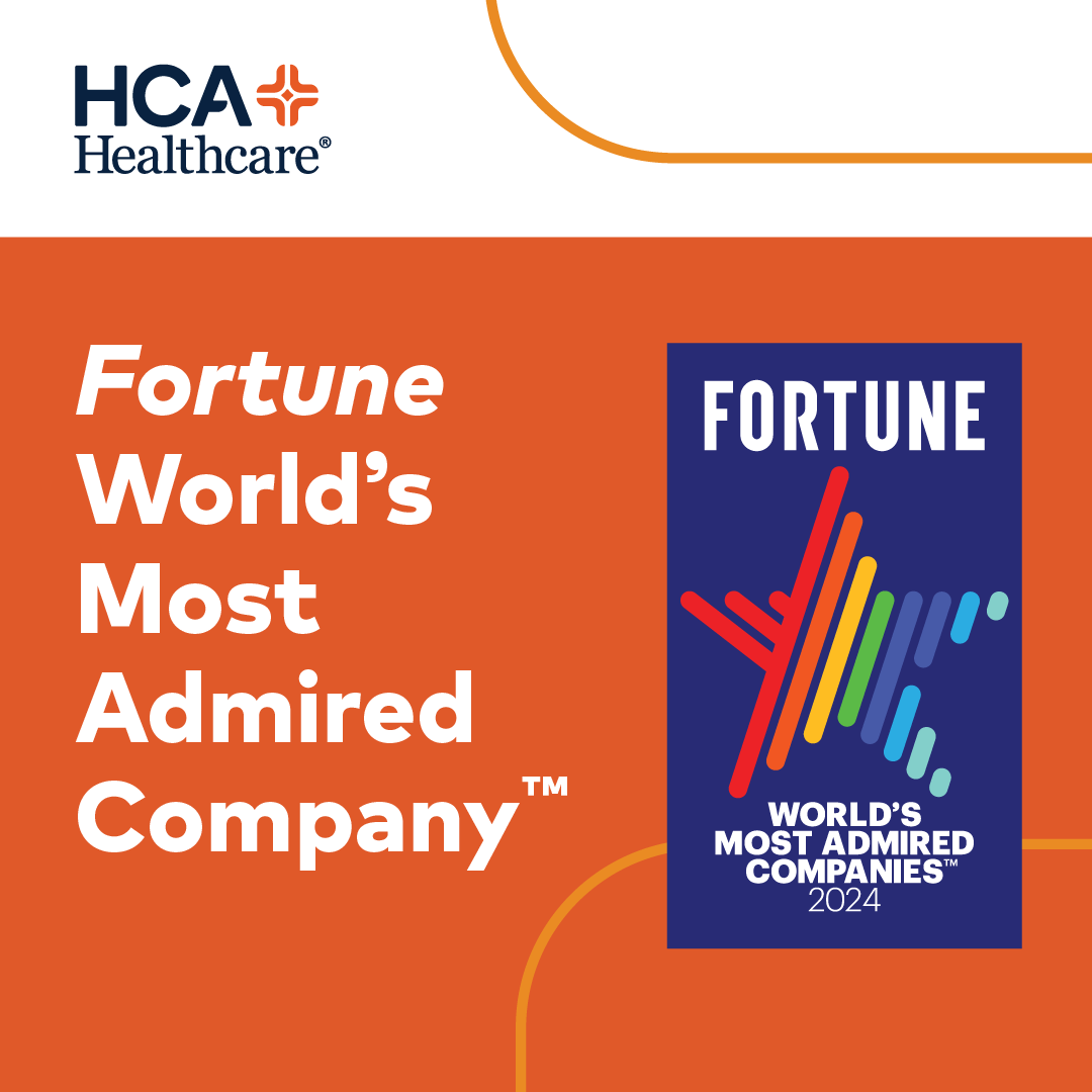 HCA Healthcare is proud to be ranked No. 1 in our industry by @FortuneMagazine on their 2024 World’s Most Admired Companies™ list. Learn more: bit.ly/4aKG7oV. ©2024 Fortune Media IP Limited. All rights reserved. Used under license.