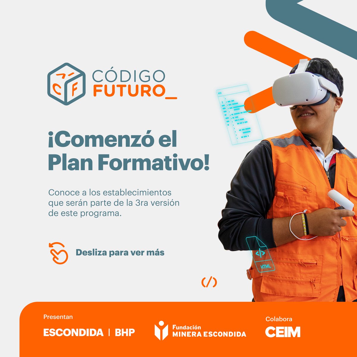 fmescondida's tweet image. 🚀 ¡Comenzamos nuestro viaje!

Hoy inició la 3ra versión del programa #CódigoFuturo, donde jóvenes talentosos se sumergirán en el mundo de la programación, automatización y robótica. 💻