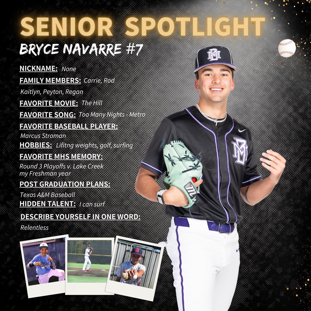 MHS is proud to have student athletes who represent the community well through their hard work on the diamond & in the classroom. Each week of Districts we’ll highlight one senior closing out his career at the school & at Bear Stadium.
.
#mhsbearbaseball #bearcountry #classof2024