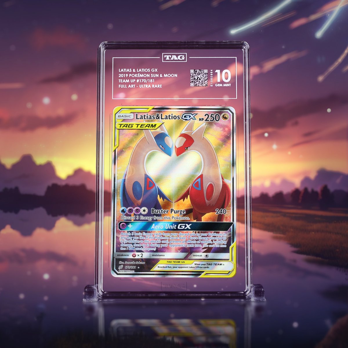 TAGgrading's tweet image. Fall in love all over again with the fan-favorite Latias &amp;amp; Latios GX card, now TAG'd with a Score of 970 (Gem Mint 10) on the 1000 point scale, as determined by our multi-patented TAG technology.

To enter to WIN a 5 card grading package, just: ✨Drop a like and Repost 💛 Must be…