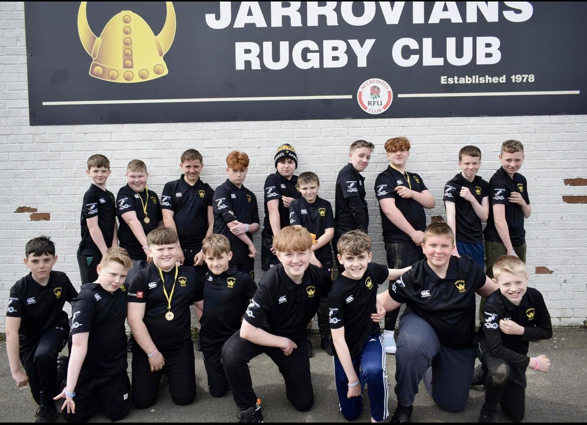 Great to see Jarrovians RUFC in their new polo tops with the Chloe & Liam Together Forever Trust logo on them 🩷🩵