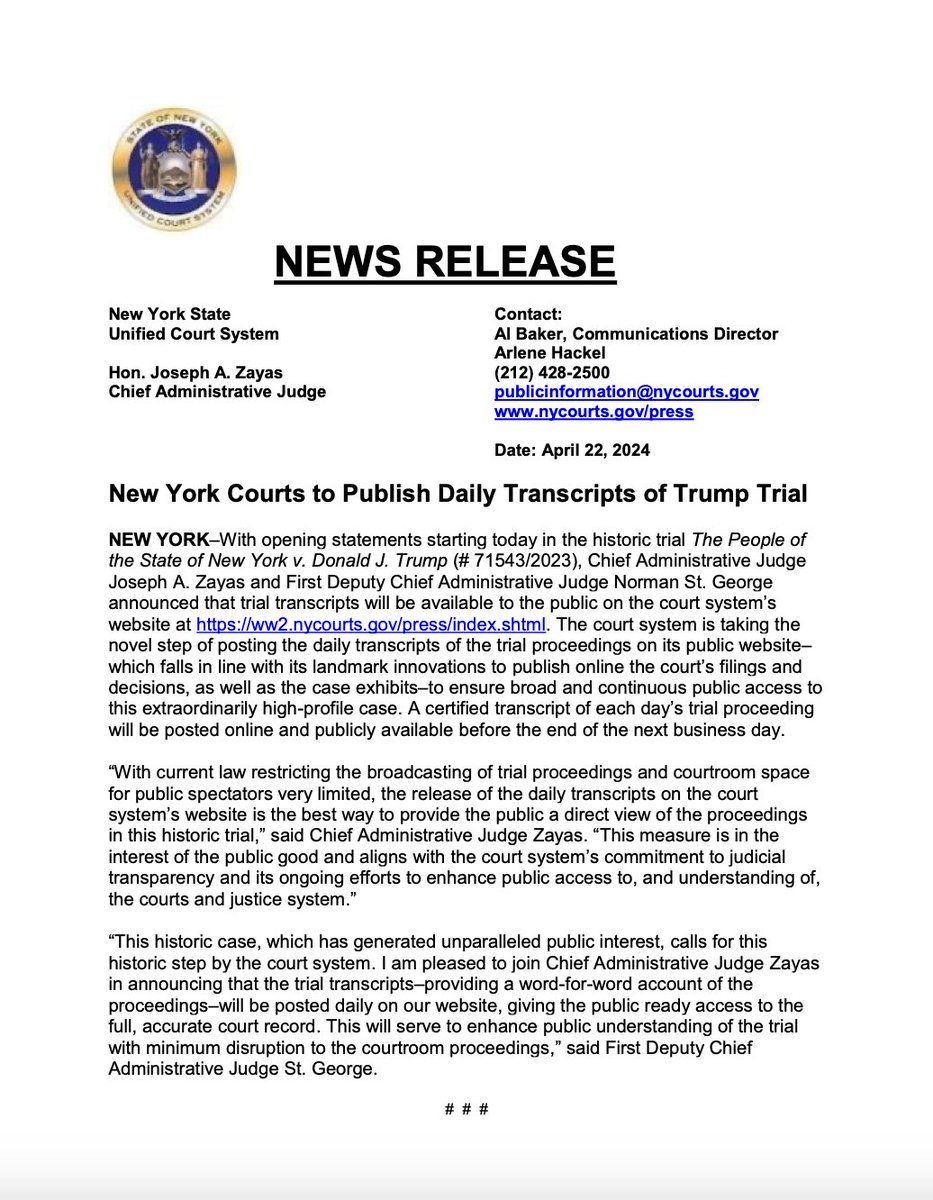 KenneyBaden's tweet image. #Trumptrial #Transcripts and Exhibits  to be released by NYS courts free to the public since cameras are not allowed. #TrumpElectionFraudtrial #TrumpHushMoney trial.  @BryantandBaden Certified transcript to be available before end of next day for day before.…