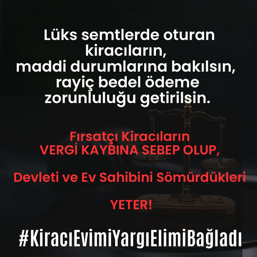 #İşgalciKiracılar #KiracıEvimiYargıElimiBağladı #evsahibinindir @MEvSaD_ #EvimvarHakkımyok #kira #kiracı @emlakkulisicomm #evsahibi @cenginyurt52 #kirakanunudeğişmeli #evsahipleriadaletarıyor @yilmaztunc @eczozgurozel @kilicdarogluk @Gunay_Kodaz #kiracıdavergiödesin