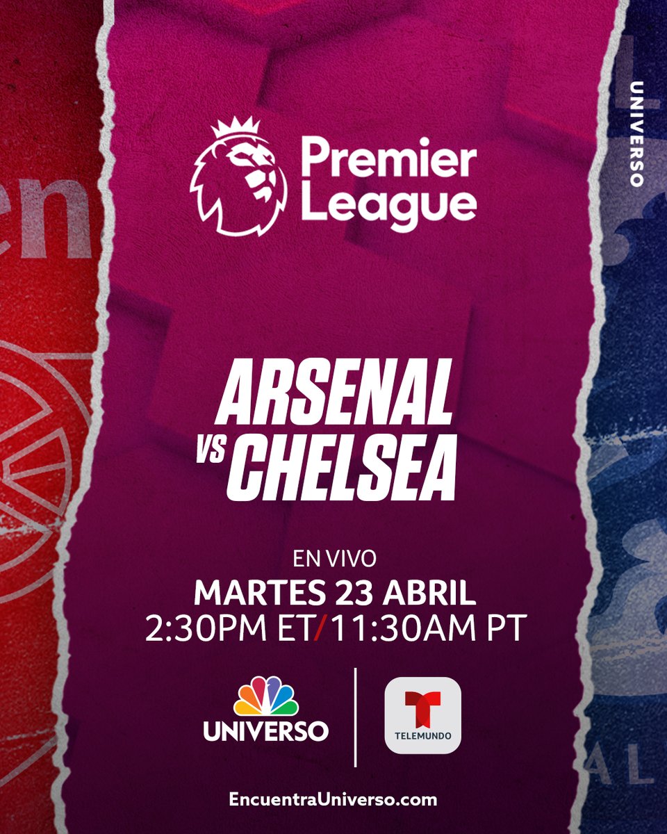 HOY es MARTES de Premier League 🦁 ⚽️ Arsenal 🔴 vs Chelsea 🔵 ⏰ 2:30pm ET / 11:30am PT 📺 @NBCUniverso 📱 Telemundo APP ➡️ tlmdo.co/49PIk19 #LigaPremierTD