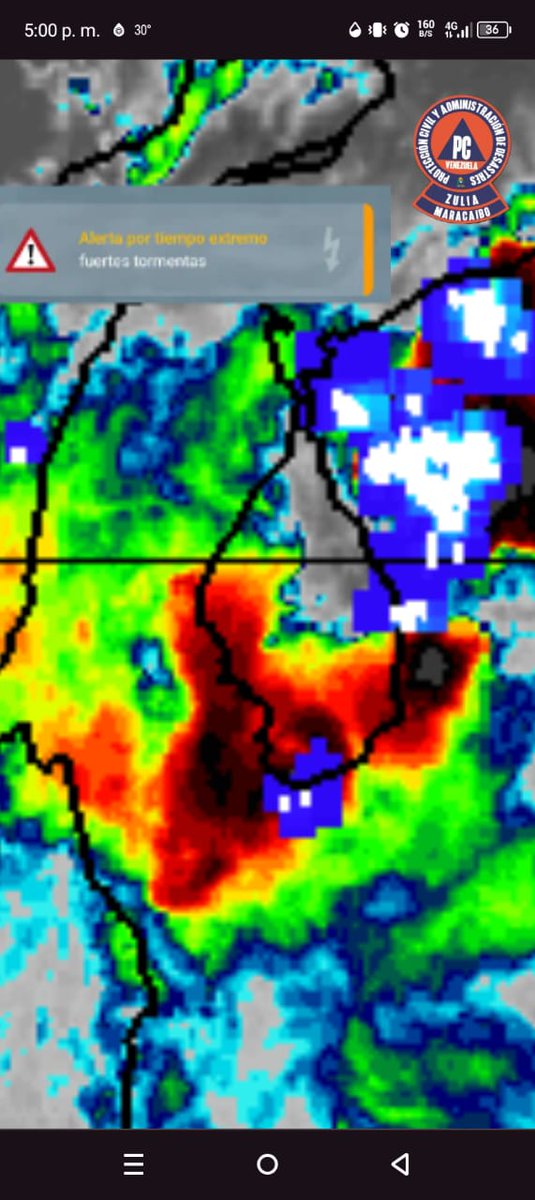 ⚠️🚨#Atencion #AlertaTemprana, por #lluvias fuertes con truenos sobre la ciudad de #Maracaibo y otras ciudades de la costa oriental del lago. #22Abr2024 17:00 HLV