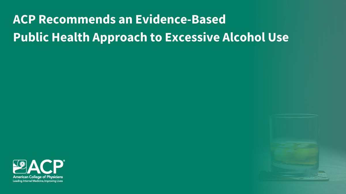 Policymakers and public health officials have a critical role to play in reducing excessive alcohol use and alcohol use disorder, says the American College of Physicians in a new policy published today. Read more: ow.ly/8Z7V50RlFbK