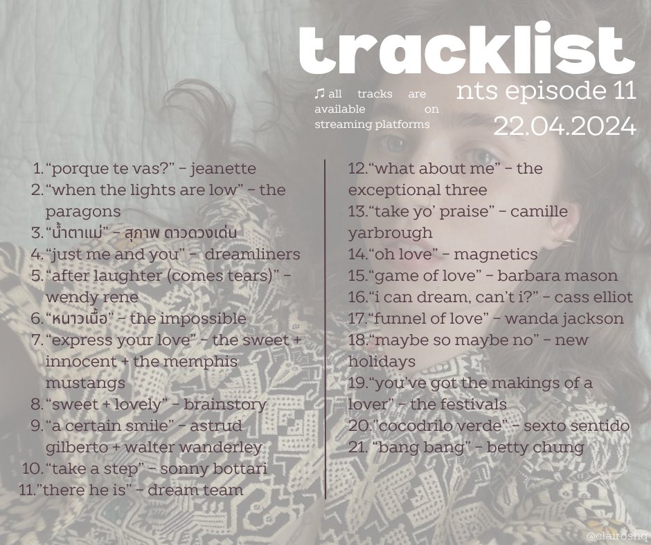 tracklist for nts episode 11 🎵