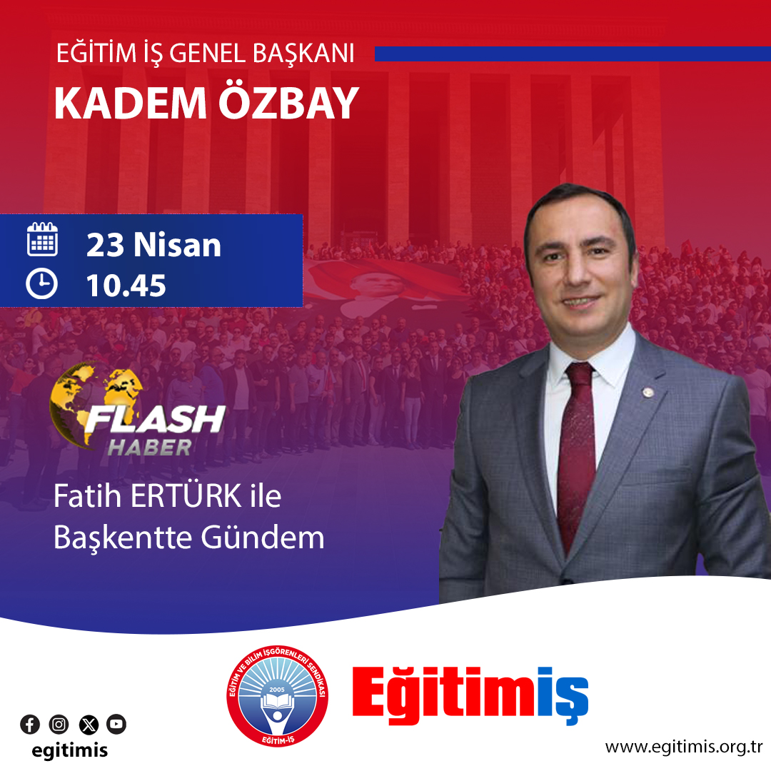 Genel Başkanımız Kadem Özbay, 🗓️bugün (23 Nisan 2024) ⏰saat 10.45'te 📺Flash Haber Tv'de yayınlanacak Başkentte Gündem programında gazeteci Fatih Ertürk'ün canlı yayın konuğu olacaktır. @kademozbay_ @fatiherturk_31 @flashhabertvcom