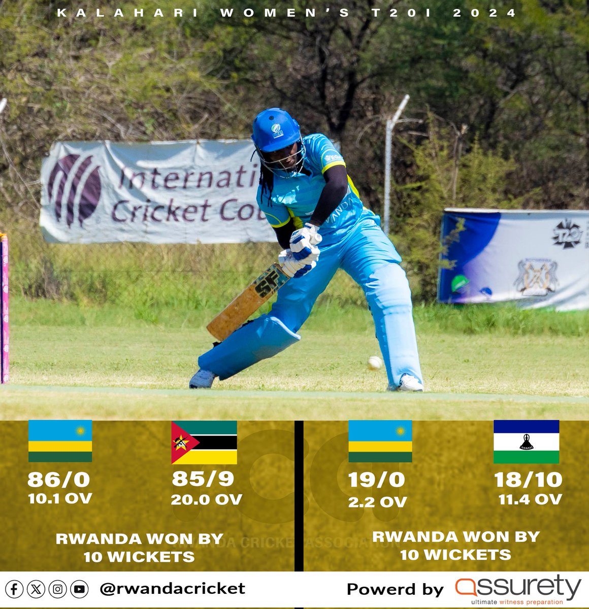 Our ladies started the Karahari BCA Women's T20I with a bang securing two 10 wicket wins on day 1 against Mozambique and Lesotho.