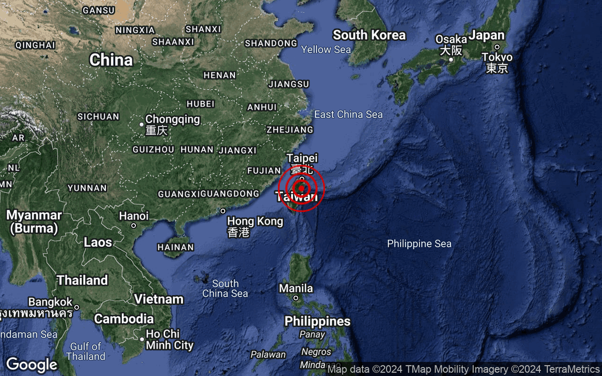 Gempa bumi sederhana M5.3 berlaku di Rantau Taiwan pada 5:19 pagi, 23 April 2024, berpusat di 24.3° Utara dan 121.5° Timur dengan kedalaman 10 km. 61km Timur dari Taichung,Taiwan.Tiada ancaman tsunami kepada Malaysia. #gempabumiMETMalaysia #mygempa.met.gov.my