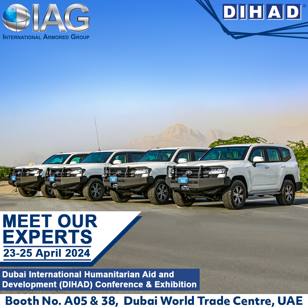 #IAG is excited for the start of #DIHAD Conference and Exhibition from 23-25 April 2024, at the Dubai World Trade Centre in #Dubai #UAE #interarmored #DIHAD2024 #HumanitarianDiplomacy #armoredvehicles #humanitarian #humanitarianaid #disasterrelief #disasterrecovery #bulletproof