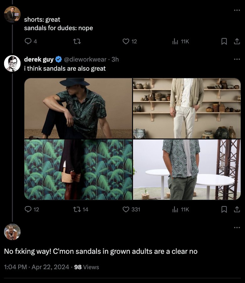 dieworkwear's tweet image. IMO, the prob with having your dress sensibility governed by notions of respectability and propriety is that this often chains you to an ugly aesthetic (e.g., slim fit button-up shirt and chinos), rather than allowing you to explore culture and aesthetics in a richer way