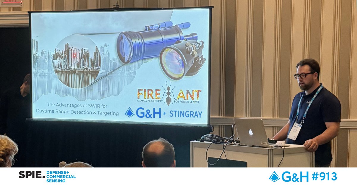 🚀 Today at #SPIEDCS, Evan McCutcheon presented our FireAnt SWIR Zoom and Apollo VNIR Space lenses at the Thermosense Vendor Session XX. 

Come visit us at Booth #913 tomorrow to learn more about these cutting-edge products! 

#GHPhotonics #Photonics #SpeakerSession