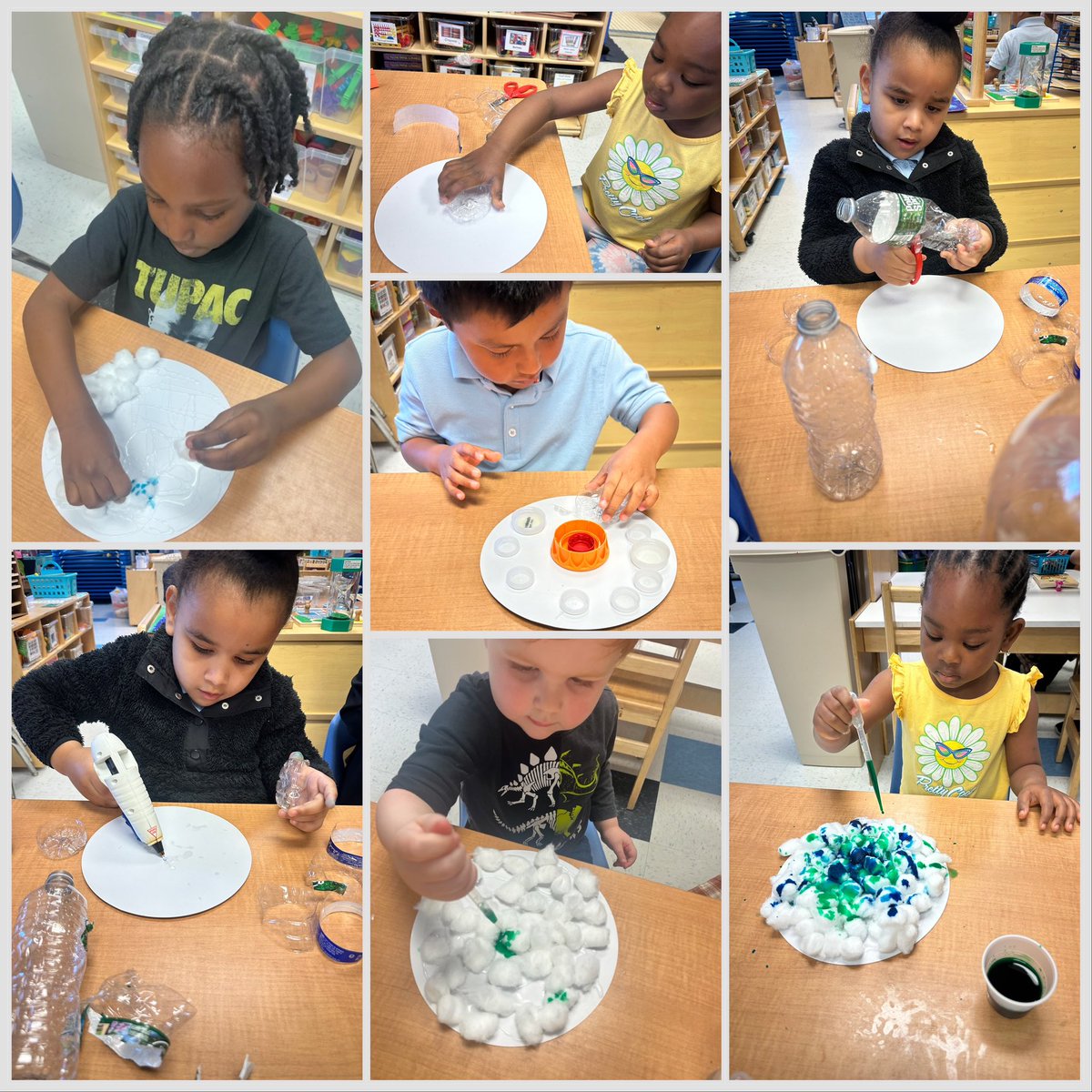 🌎 Our preschoolers are celebrating Earth Day by turning trash into treasure! ♻️🎨 Let's make art, not waste, and keep our planet clean and green! 🖼️💚 #TrashToTreasure #EarthDayCrafts #PreschoolArtists'