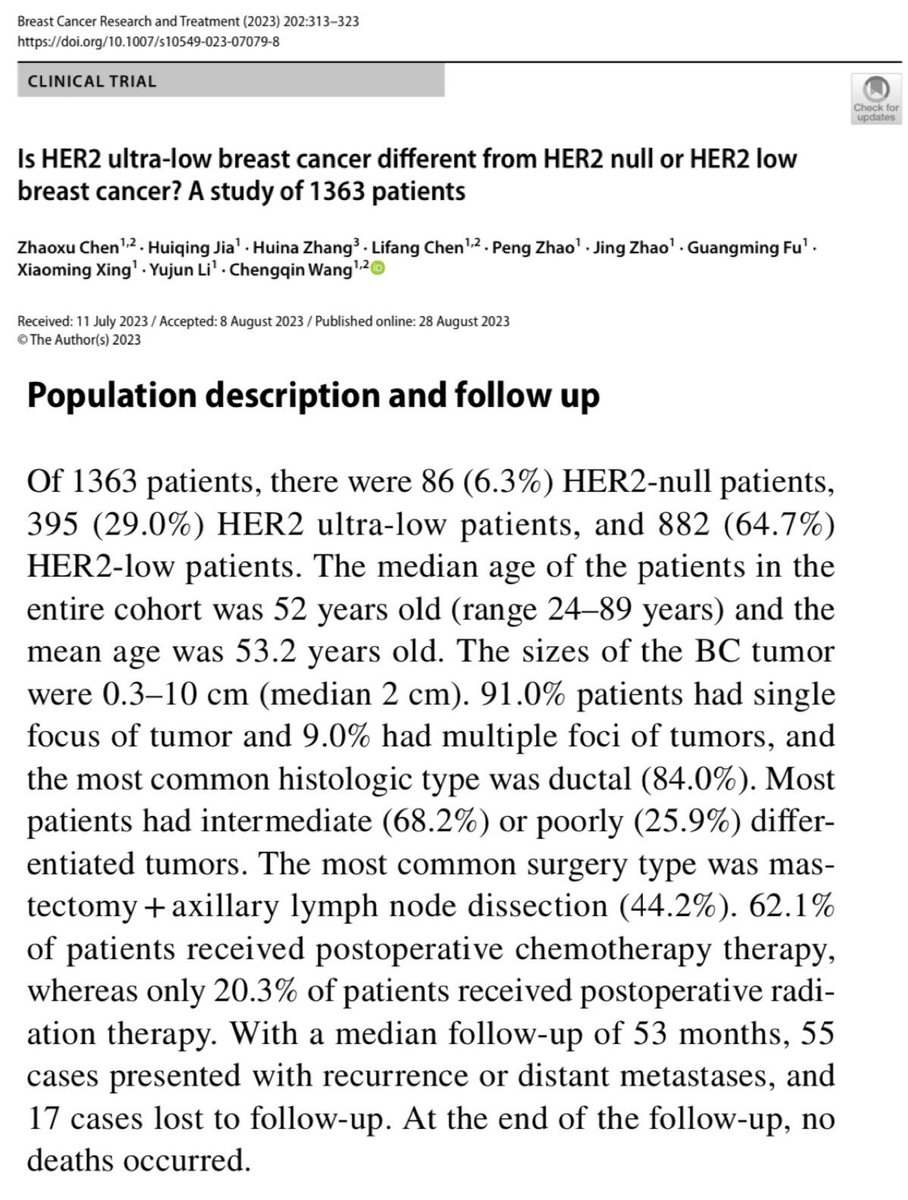 Answer: according to a recent large study, over 80% of HER2-zero (IHC 0) breast cancers actually exhibit some staining, qualifying for being considered HER2-ultralow. 
Ref: link.springer.com/content/pdf/10…