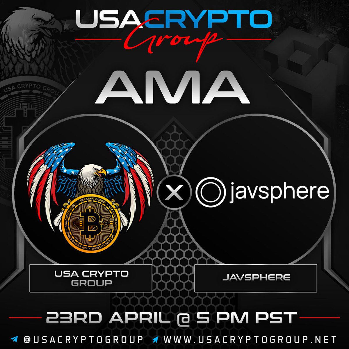 Venue: LiquiShare AMA Prize: Total: $80 giveaway Location: t.me/UsaCryptoGroup………… Twitter Cash Price: $15 of tokens Rules: Follow & Join @Javsphere @USACryptoGroup -Like, RT, comment